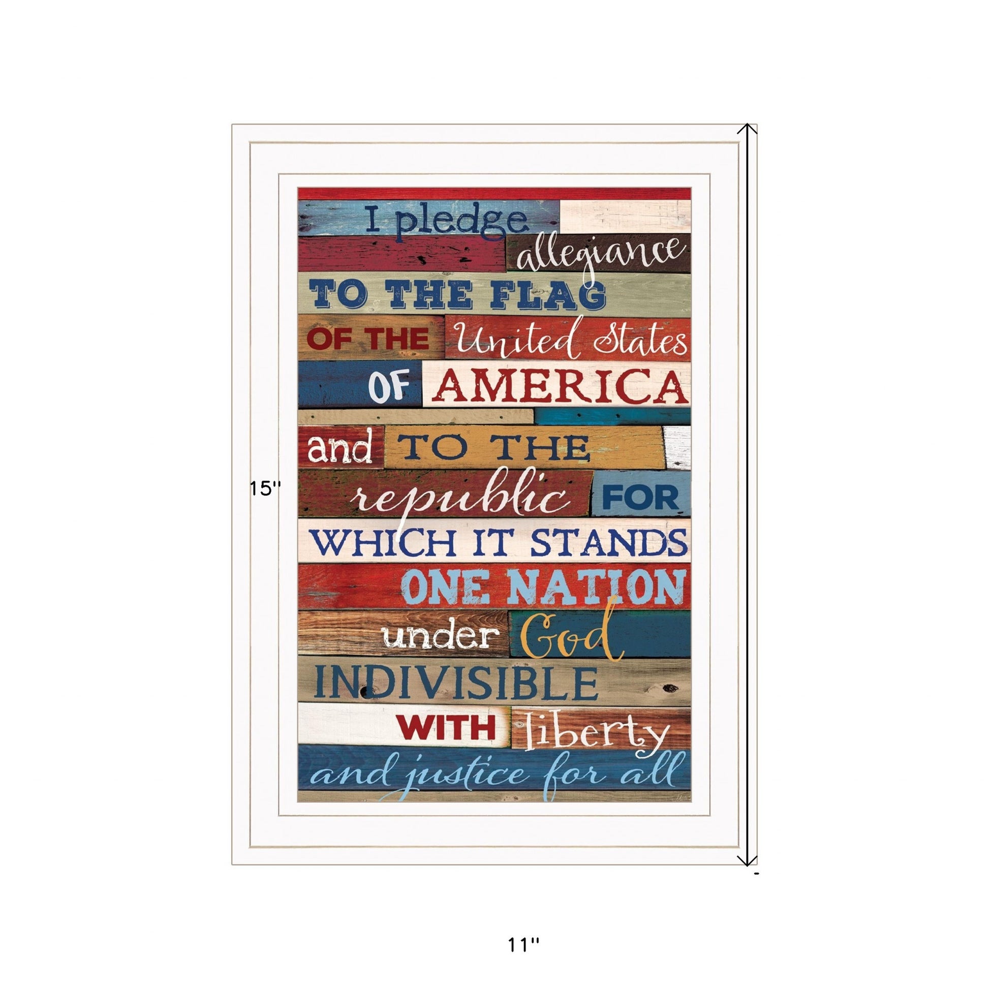 Red White and Blue Pledge Of Allegiance White Framed Print Wall Art-4