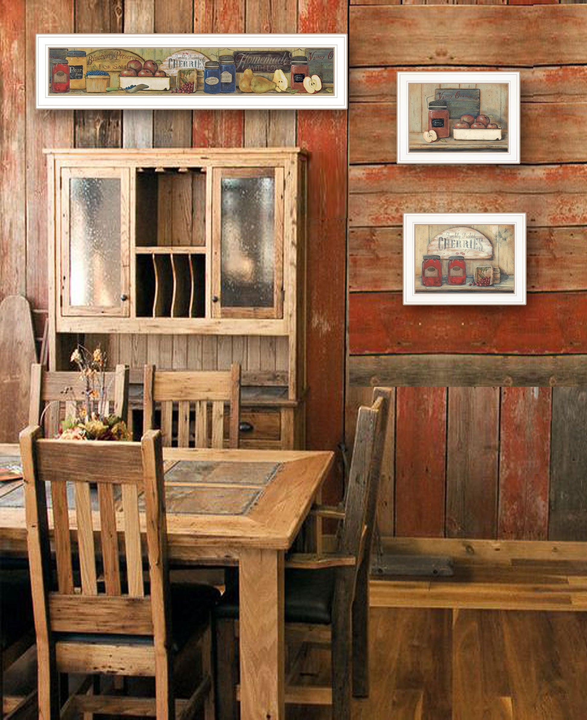 Set Of Three Country Kitchen 1 White Framed Print Kitchen Wall Art-4