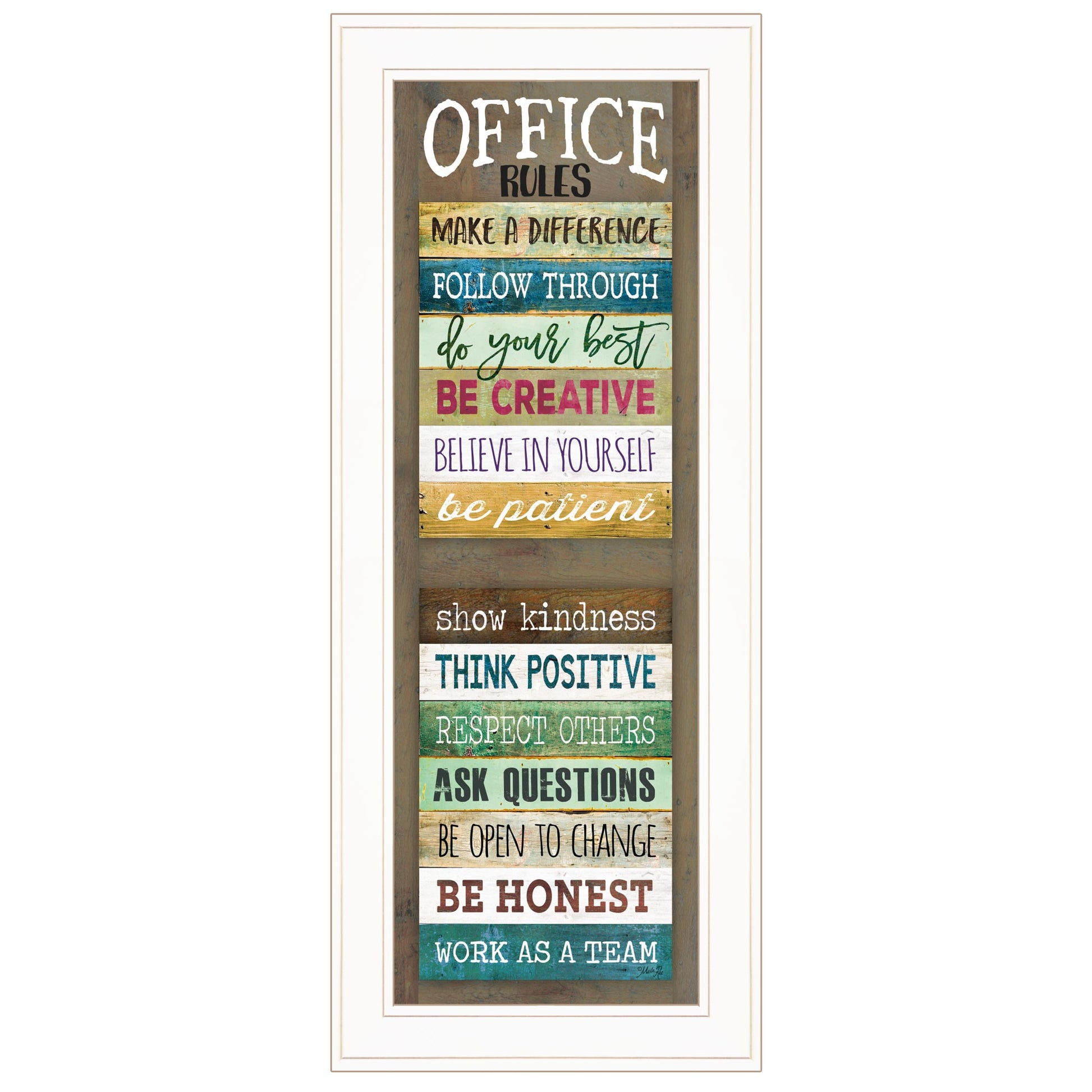 Office Rules 1 White Framed Print Wall Art-1