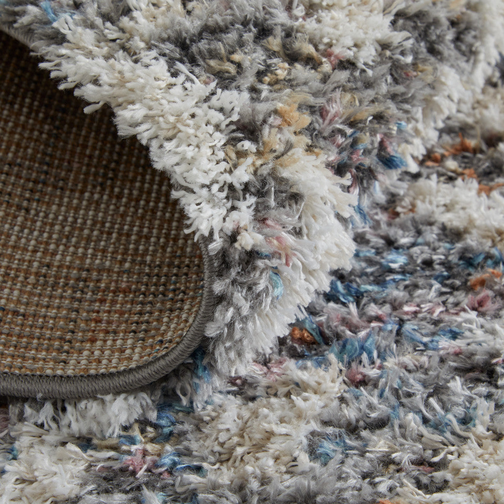 8' Ivory Gray And Taupe Geometric Power Loom Stain Resistant Runner Rug-2