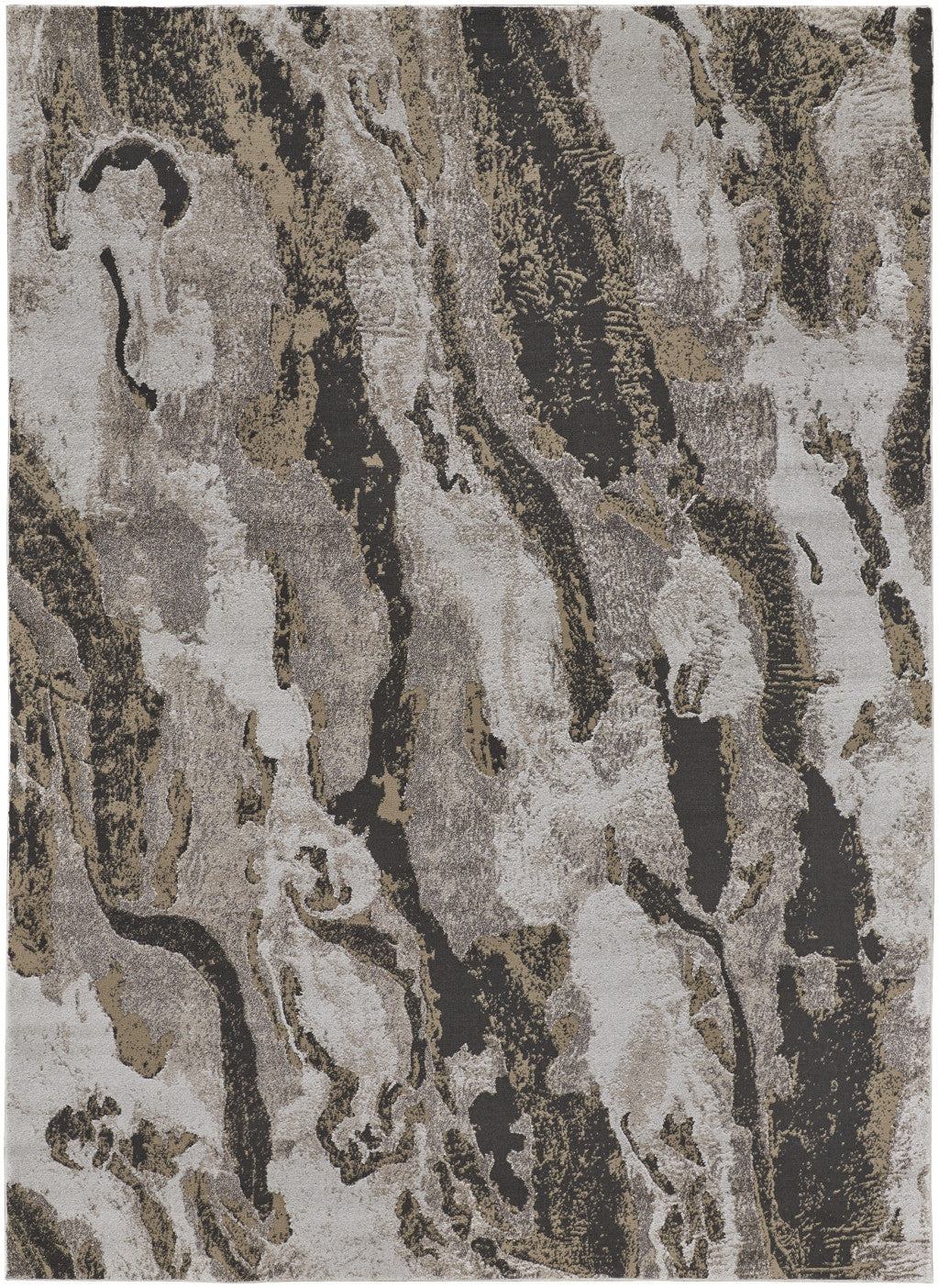 10' X 14' Brown and Ivory Abstract Power Loom Distressed Area Rug-1