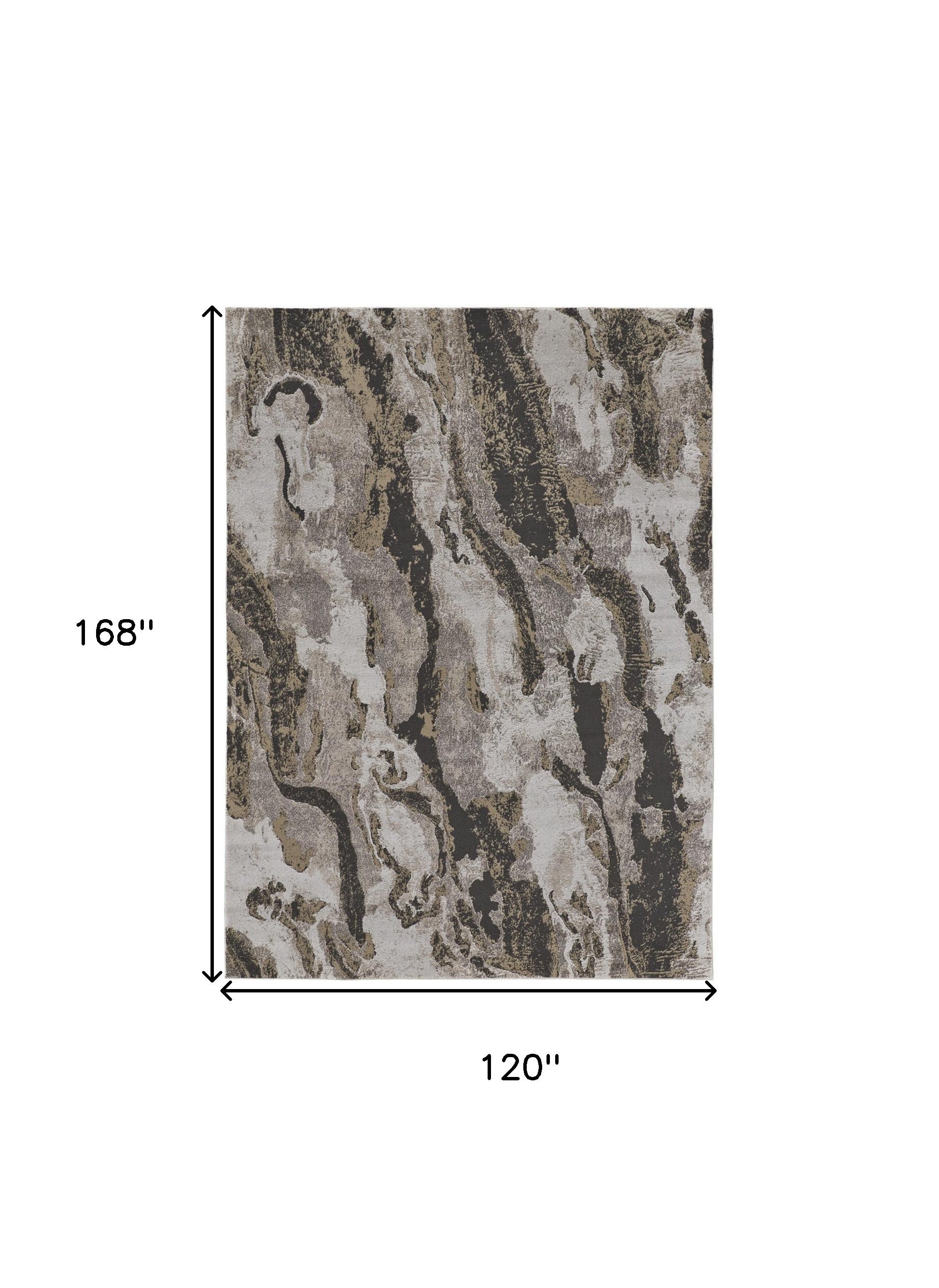 10' X 14' Brown and Ivory Abstract Power Loom Distressed Area Rug-2