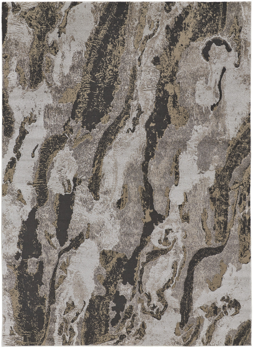 10' X 14' Brown and Ivory Abstract Power Loom Distressed Area Rug-3