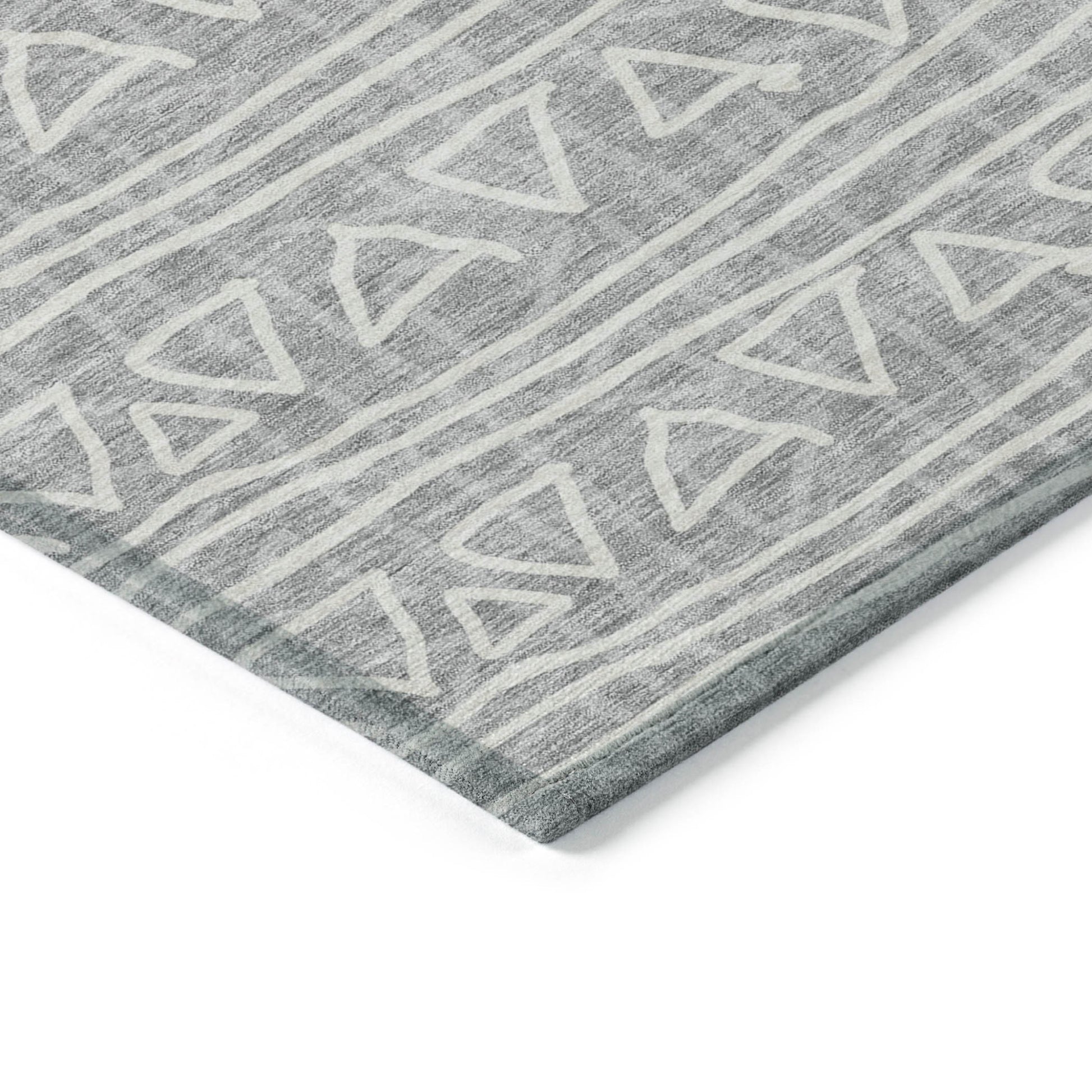 10' X 14' Gray Charcoal And Silver Geometric Washable Indoor Outdoor Area Rug-3