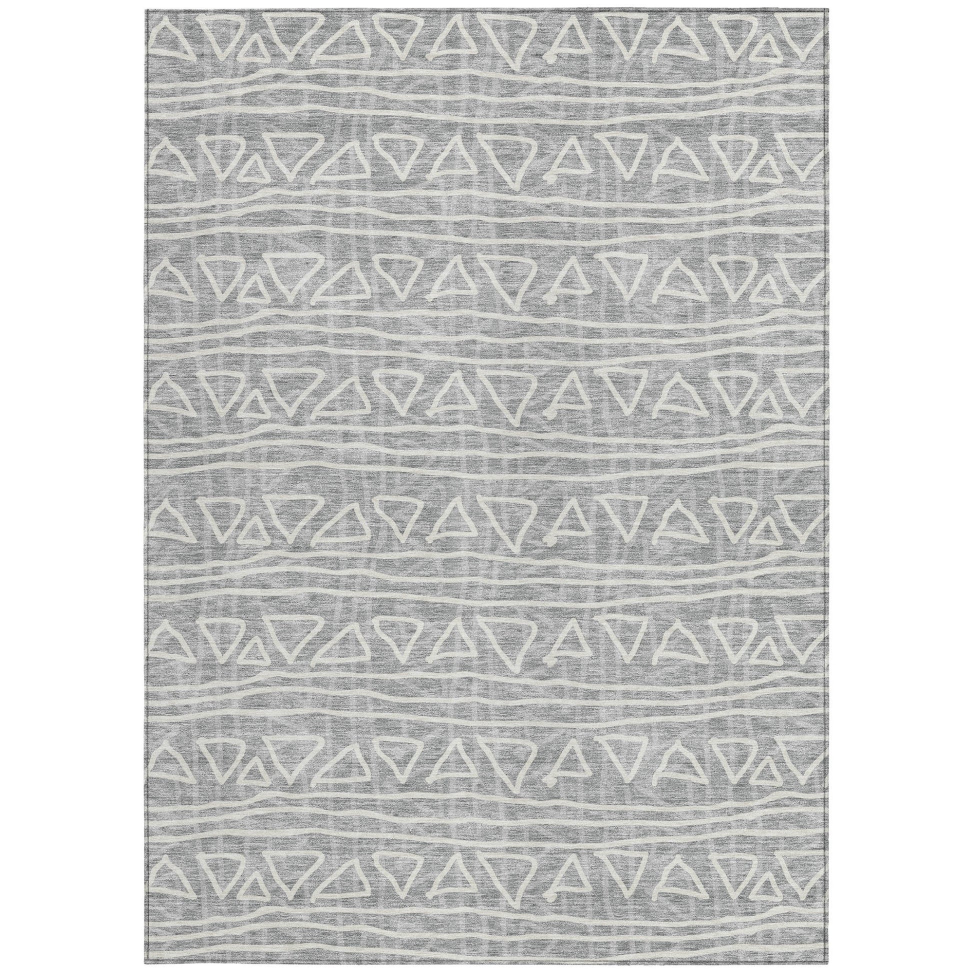 10' X 14' Gray Charcoal And Silver Geometric Washable Indoor Outdoor Area Rug-4