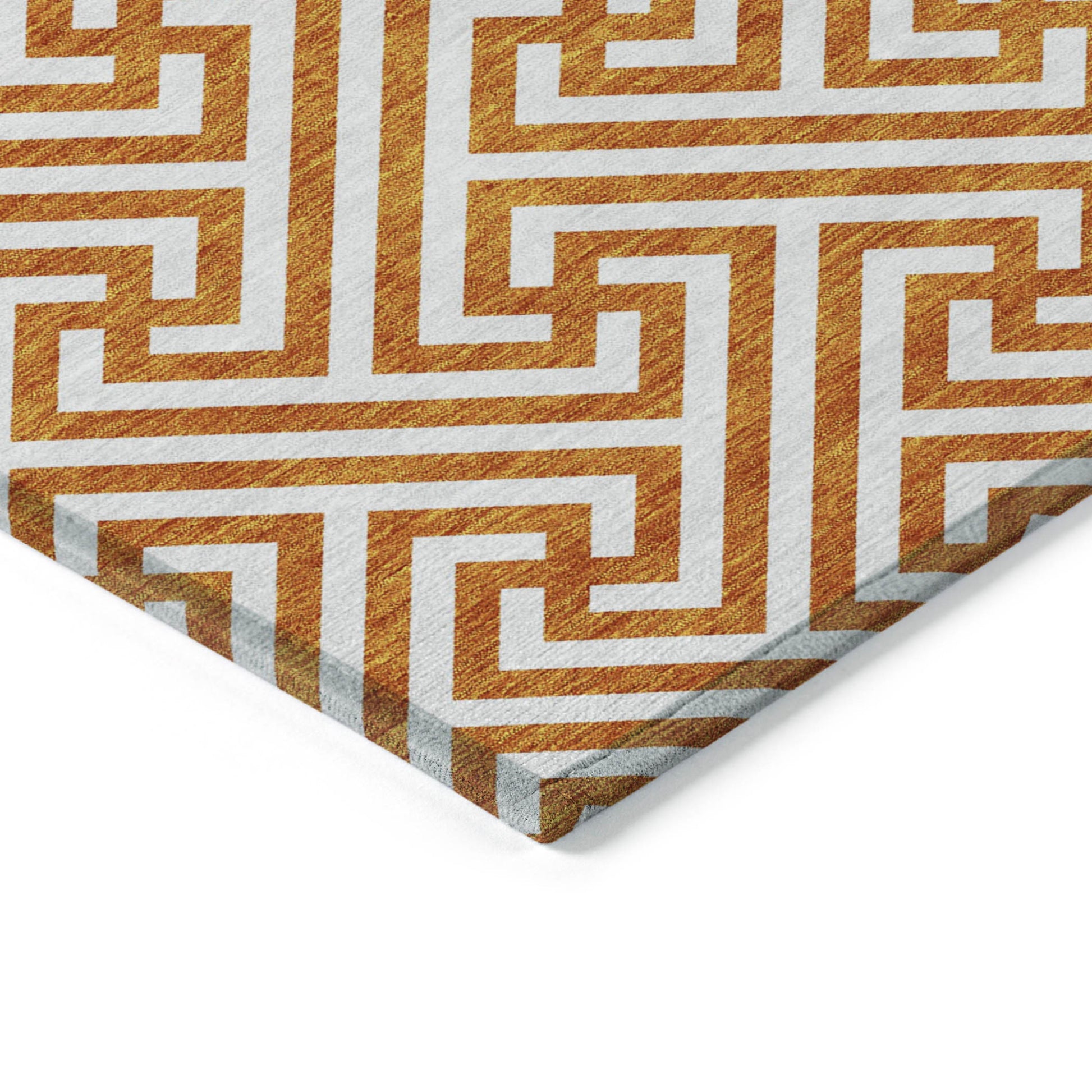 5' X 8' Orange And Ivory Geometric Washable Indoor Outdoor Area Rug-3
