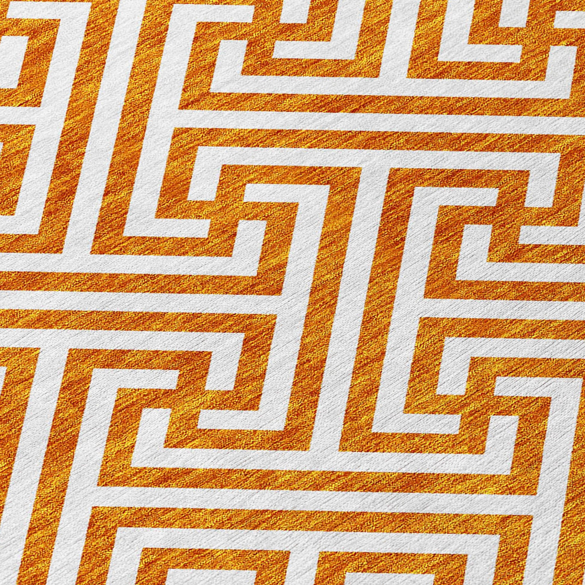 5' X 8' Orange And Ivory Geometric Washable Indoor Outdoor Area Rug-5