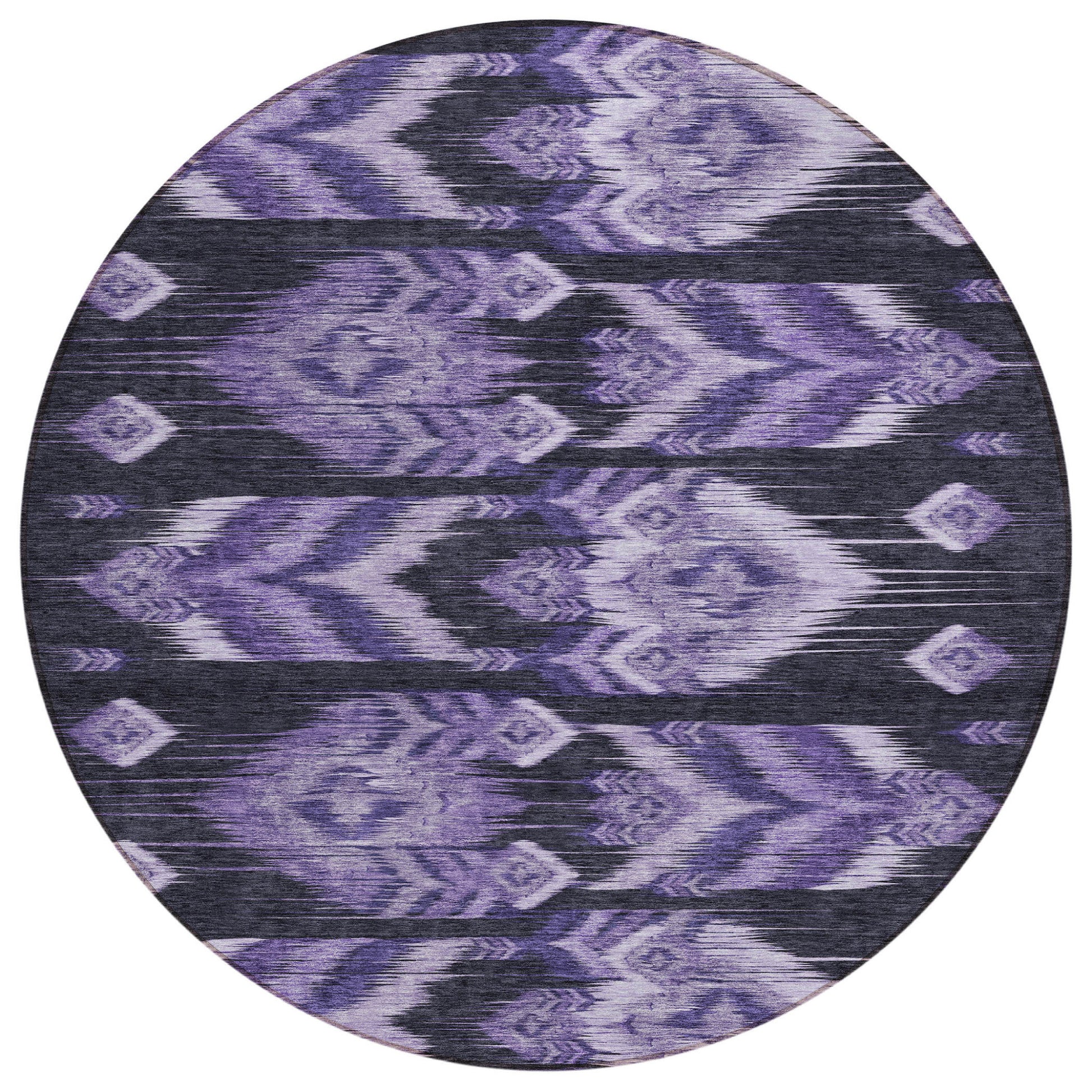 8' Purple Lavender And Plum Round Southwestern Washable Indoor Outdoor Area Rug-1