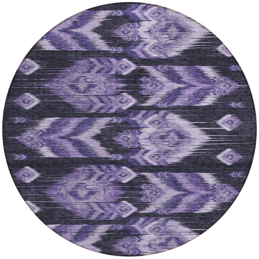8' Purple Lavender And Plum Round Southwestern Washable Indoor Outdoor Area Rug-4