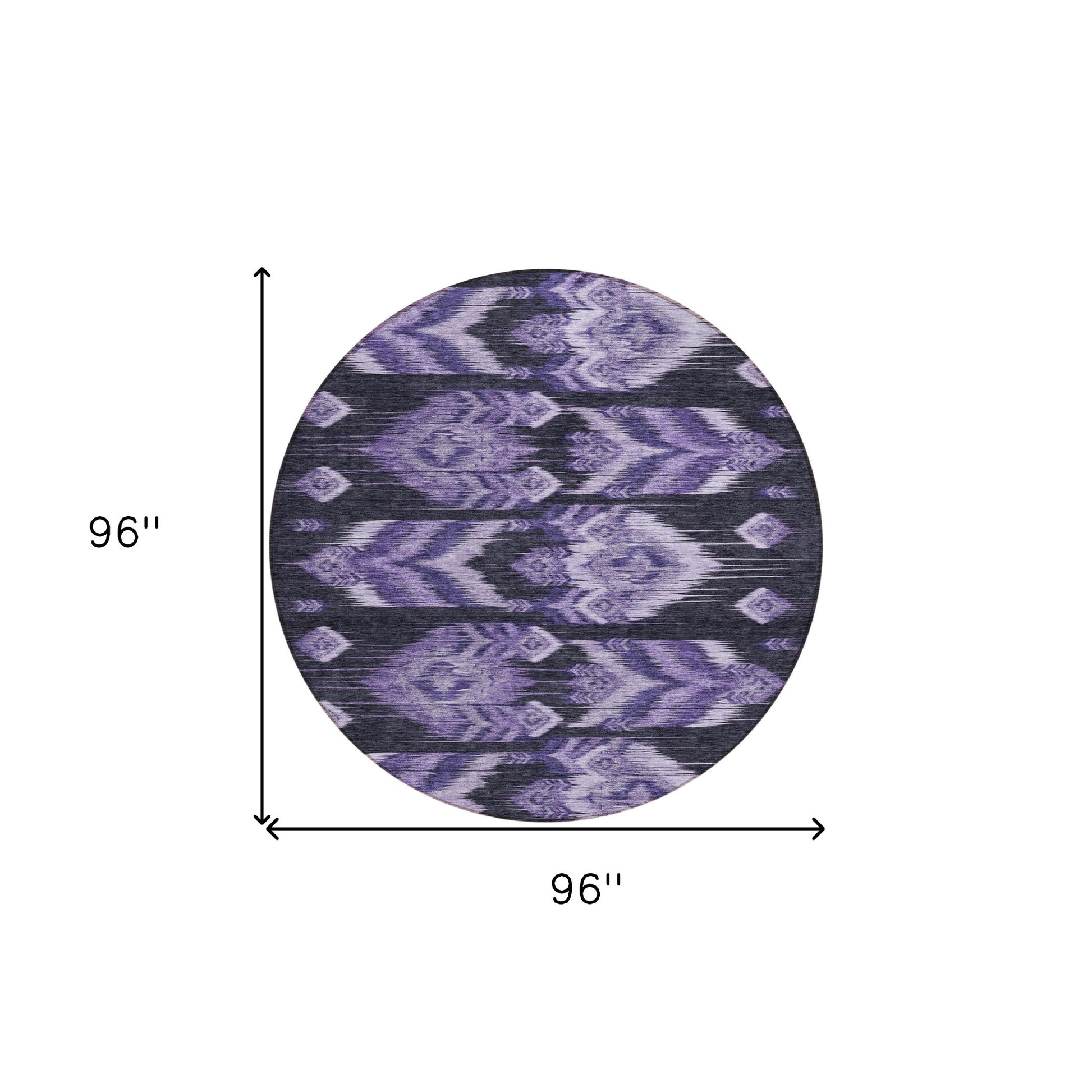 8' Purple Lavender And Plum Round Southwestern Washable Indoor Outdoor Area Rug-2