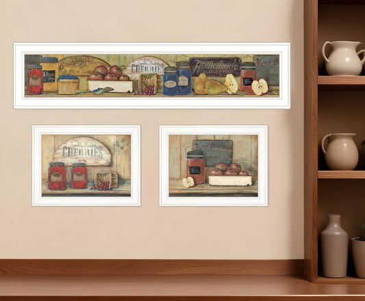 Set Of Three Country Kitchen 1 White Framed Print Kitchen Wall Art-0