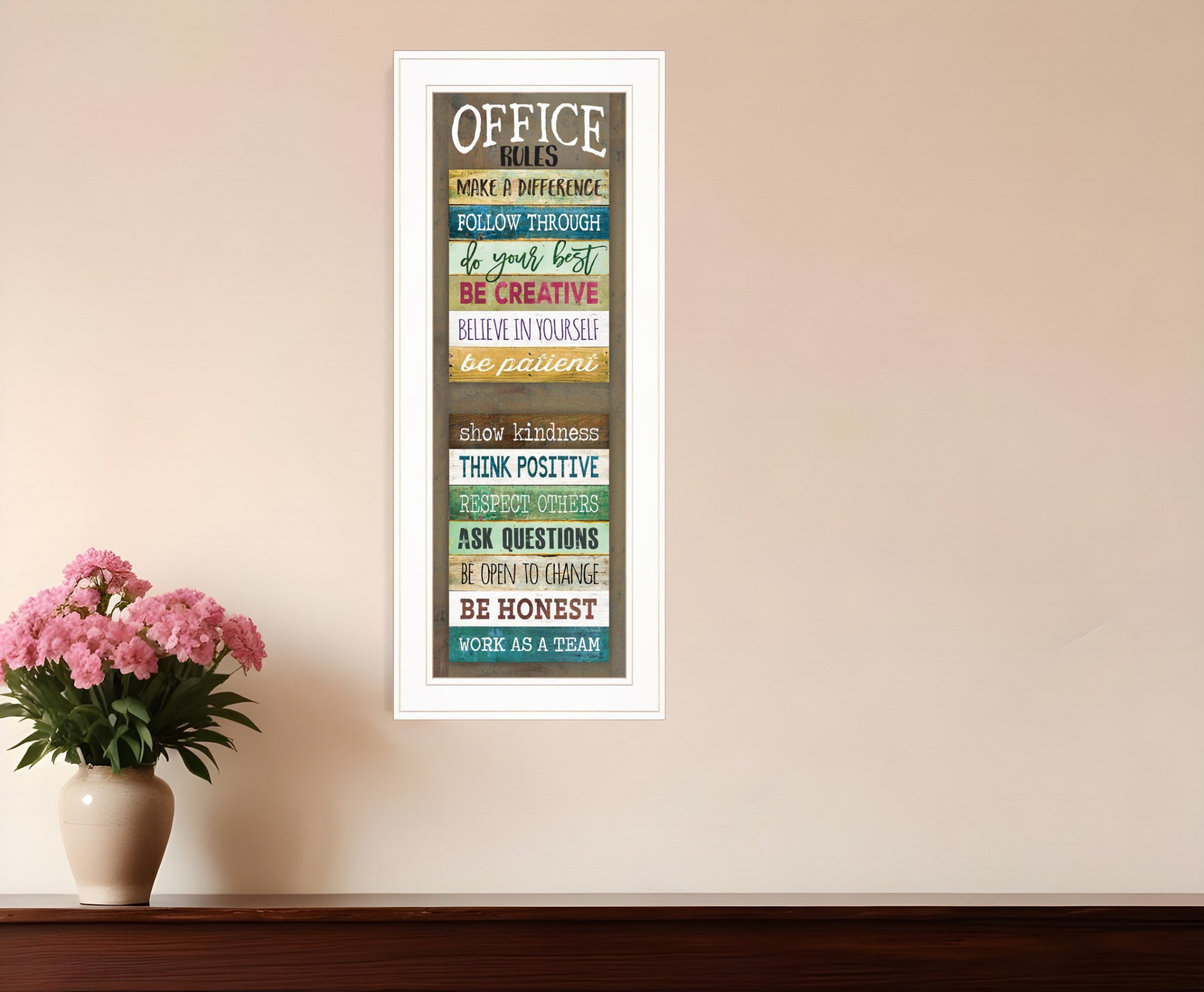 Office Rules 1 White Framed Print Wall Art-0