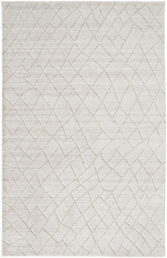 12' X 15' Ivory And Gray Striped Hand Woven Area Rug-1