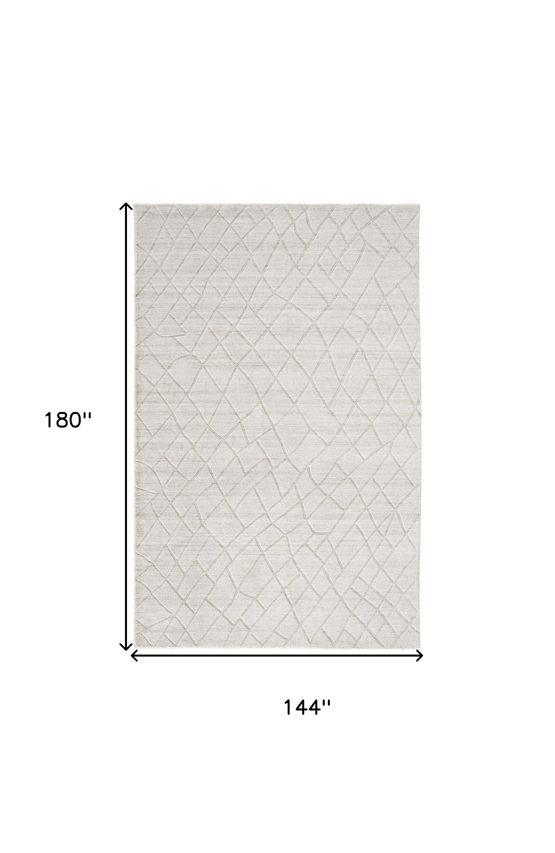 12' X 15' Ivory And Gray Striped Hand Woven Area Rug-2