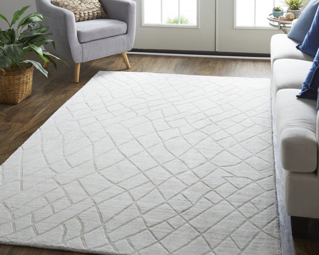 12' X 15' Ivory And Gray Striped Hand Woven Area Rug-7