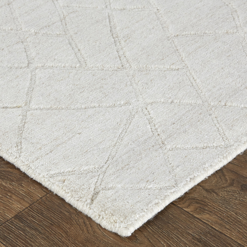 12' X 15' Ivory And Gray Striped Hand Woven Area Rug-4